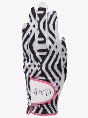 Glove It Mod Links Women’s Golf Glove - Black & White with Pink Trim- New